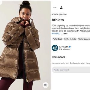 NWT ATHLETA  Alecia Keys Golden Aura Puffer. 2022 SZ: XS/TP